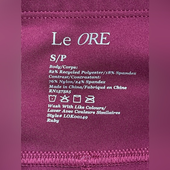 Le Ore Ruby Cranberry Red Andria Mesh Full-Length High Rise Leggings Size Small - Picture 10 of 10